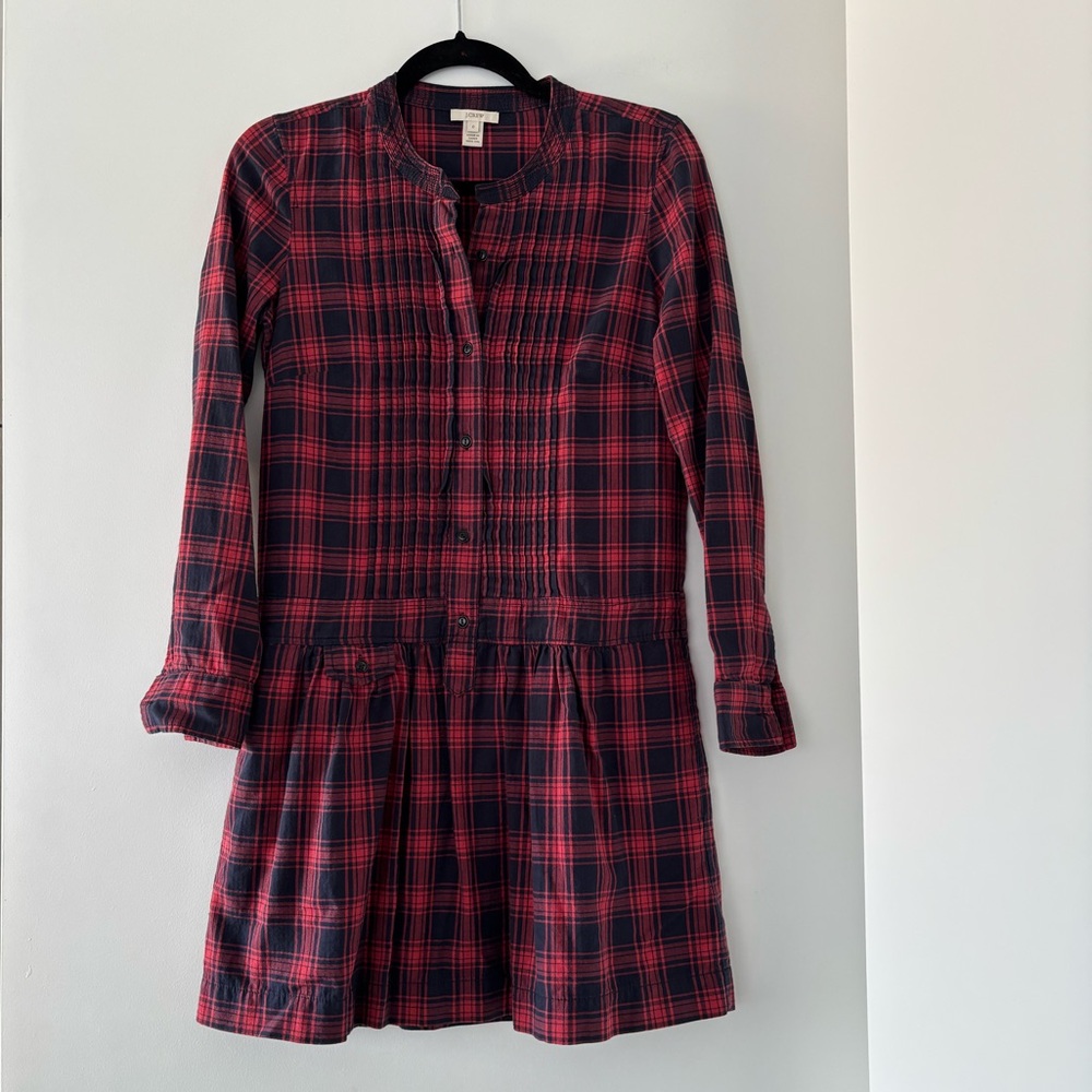 Crew Plaid silk Dress in size 0